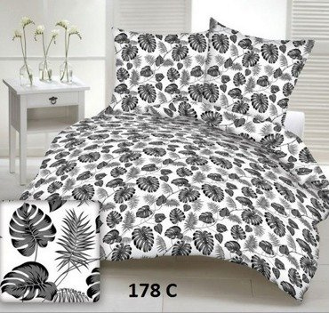178c Pościel bawełniana liście czarne palmy