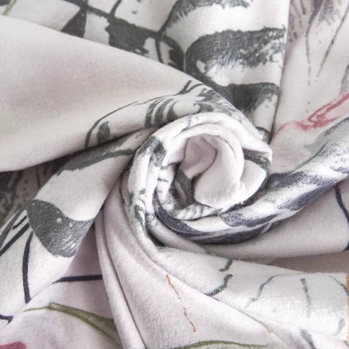 Pościel flanelowa liście 31505/1 Darymex biały 