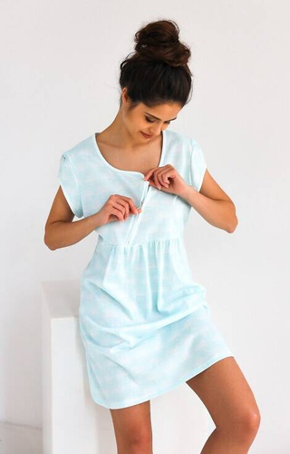 Koszula nocna do karmienia Alma Sensis - miętowy