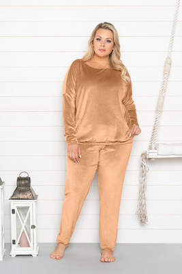 Komplet Damski dł. rękaw, dł. spodnie Juga Italian Fashion camel