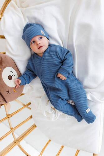 Czapeczka niemowlęca "Natural Waffel" Makoma denim