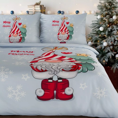 Beiner Eurofirany Pościel świąteczna z mikrowłókna – skrzat, szary komplet, miękka i trwała