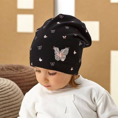 Czapka dla dziewczynki 48-031 AJS mix kolor