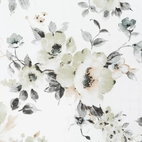 Pościel satynowa Spring 32 Kwiaty  Eurofirany biały/miętowy 