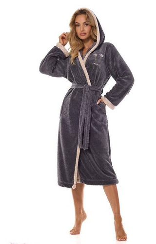 Długi Szlafrok Damski 2419 Tess L&L - onyx