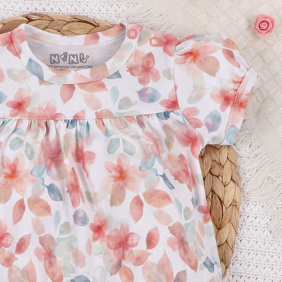 Sukienka z bawełny organicznej Kolorowe kwiatki Nini druk