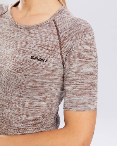 Bluzka damska krótki rękaw Melange Rashguard Spaio coffee