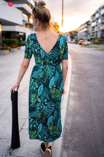 Two Ways LONG Sukienka do karmienia ciążowa krótki rękaw Milk&Love granatowy 