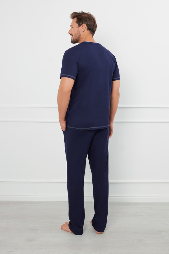 Piżama Męska krótki rękaw, długie spodnie Salomon talian Fashion - granatowy/niebieski