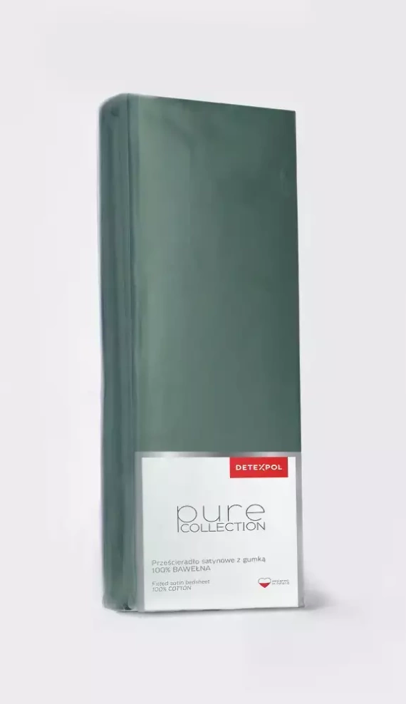 Prześcieradło satynowe z gumką jPure ednobarwne Detexpol oliwkowy