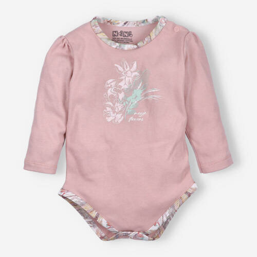 Body kopertowe z bawełny organicznej Magic Flowers Nini - różowe