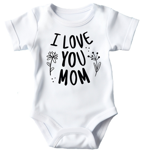 Body krótki rękaw "I love you mom"  Moocha biały