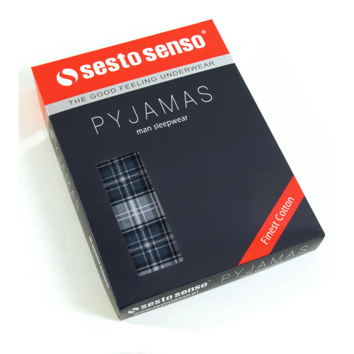 Bawełniana piżama męska, rozpinana 2576/42 Sesto Senso - granatowy 