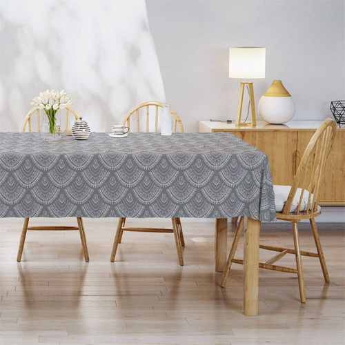 Obrus dekoracyjny 4133 A Panama 98 Detexpol szary biały rozety