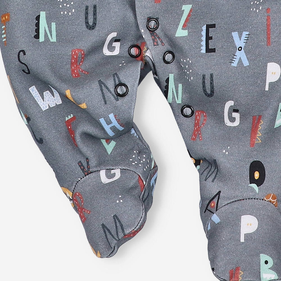 Pajacyk z bawełny organicznej Alfabet Nini czarny