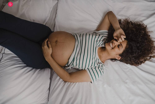 Bluzka do karmienia i ciążowa z krótkim rękawem Milk Shirt Milk&Love w biało-zielone paski