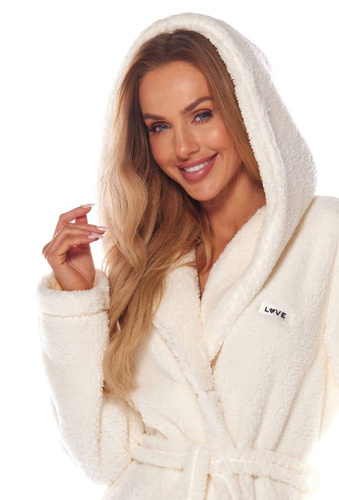 Szlafrok Damski pluszowy 2204 Brandi L&L -ecru