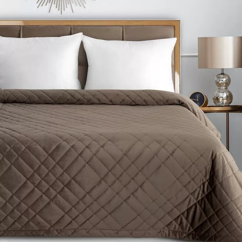 Eurofirany Ria 6 narzuta welurowa pikowana dekoracyjna brązowy