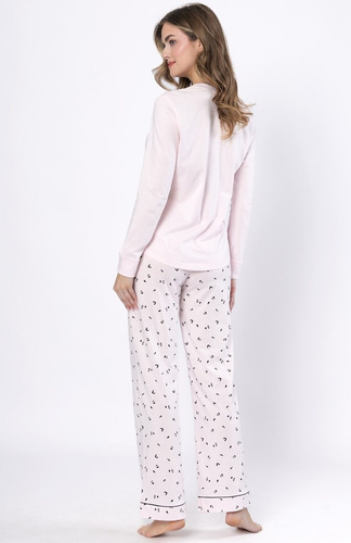 Laveza Afra 1617 – bawełniana piżama damska, jasnoróżowa, długi rękaw