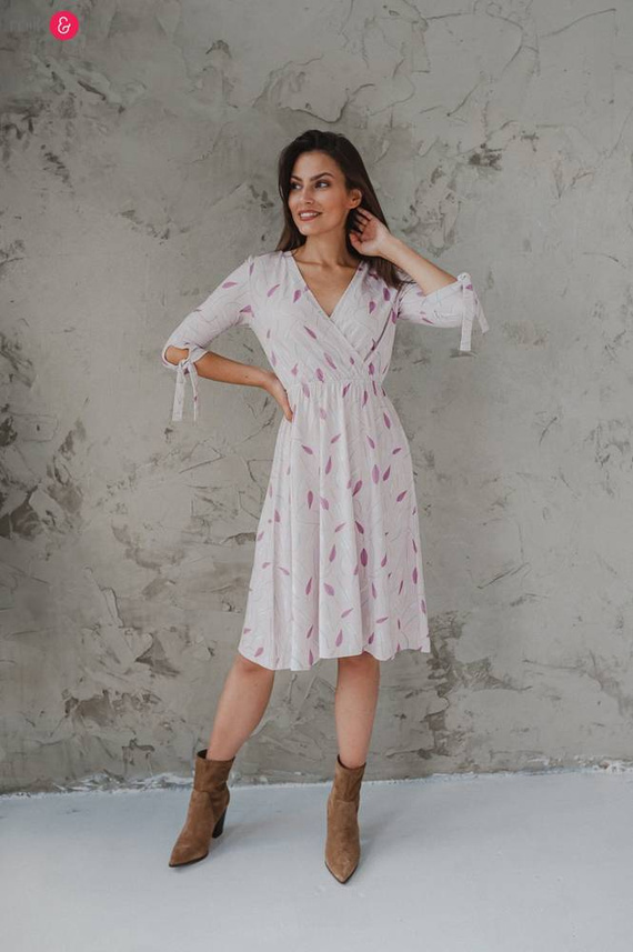 Sukienka do karmienia ciążowa Two Ways MIDI Milk&Love miętowa granatowa w listki