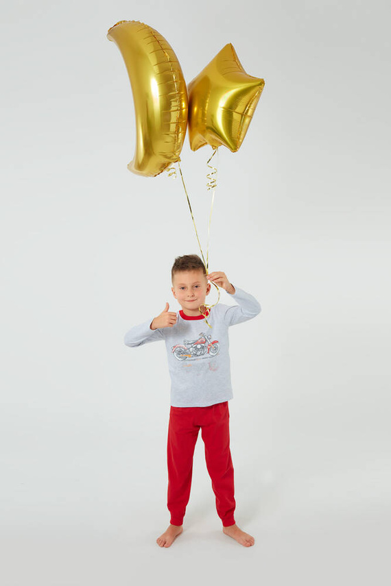 Piżama dziecięca, długi rękaw Junak Italian Fashion - j.melanż/czerwony