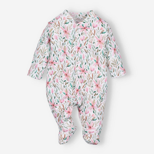 Pajacyk z bawełny organicznej Pink Flowers Nini