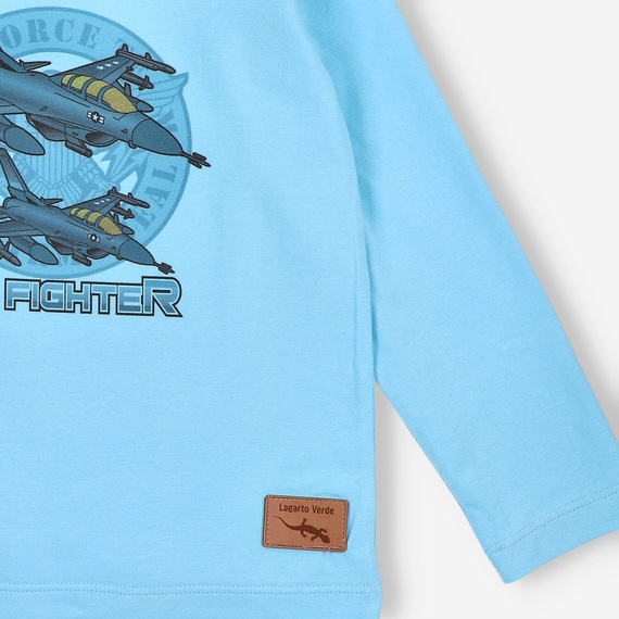 Lagarto Verde bluzka dla chłopca z długim rękawem niebieska– bawełniana, wygodna, trwała