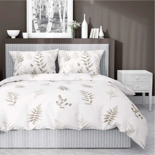 Pościel satynowa liście 4927 B Home Satin Detexpol beżowy 