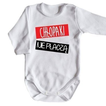 "Chłopaki nie płaczą" body długi rękaw Moocha biały