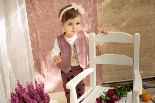 Legginsy dla dziewczynki Le Tigre Pinokio - róż ciemny druk 