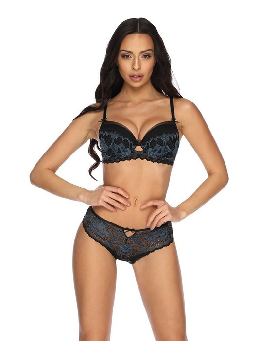 Angel Biustonosz push-up M-3329/11 Mat czarny-niebieski