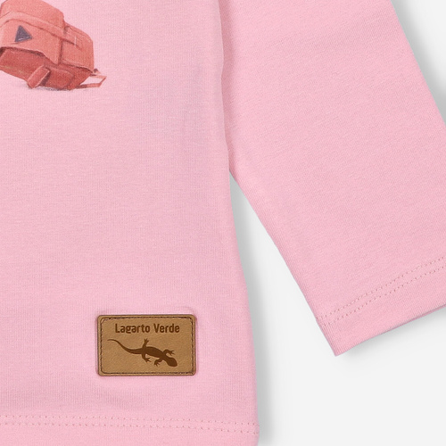 Lagarto Verde bluzka dla dziewczynki z długim rękawem różowa– modna, bawełniana, trwała