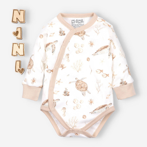 Body kopertowe z bawełny organicznej Turtles Nini druk