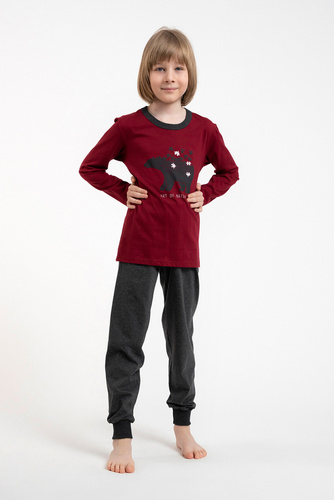 Piżama dla chłopca Morten Italian Fashion bordowy/c.melanż 