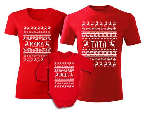 Zestaw koszulek świątecznych "MAMA TATA DZIECKO sweterki" Moocha