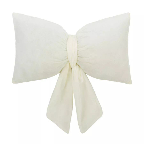 Kremowa poduszka świąteczna Kokarda 40x23 – welurowa dekoracja od Spod Igły i Nitki, Oeko-Tex