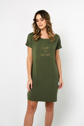 Koszula damska z krótkim rękawem Natura Italia Fashion - khaki