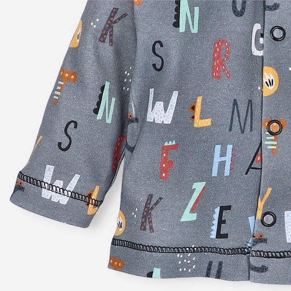 Kaftanik niemowlęcy z bawełny organicznej Alfabet Nini druk