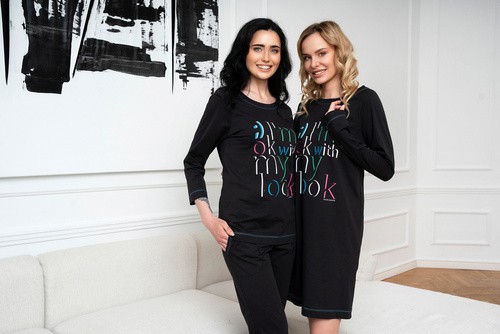 Piżama Damska 3/4 rękaw, 3/4 spodnie Olza Italian Fashion - czarny 