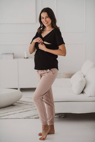 M-Shirt Bluzka ciążowa i do karmienia V-neck Milk&Love czarny 