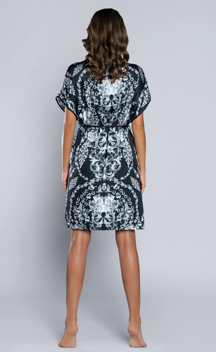 Silver Szlafrok Damska krótki rękaw Satyna Italian Fashion- granat 