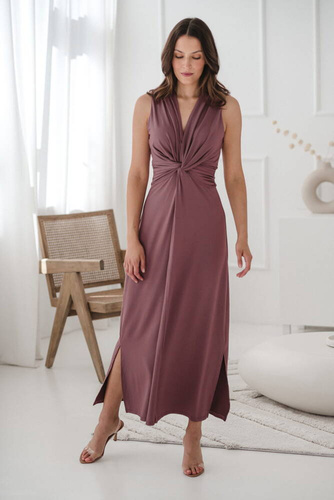 Sukienka ciążowa i do karmienia krótki rękaw Loop maxi Milk&Love rose brown