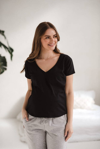 Bluzka ciążowa i do karmienia z krótkim rękawem Two Ways Milk&Love czarny 