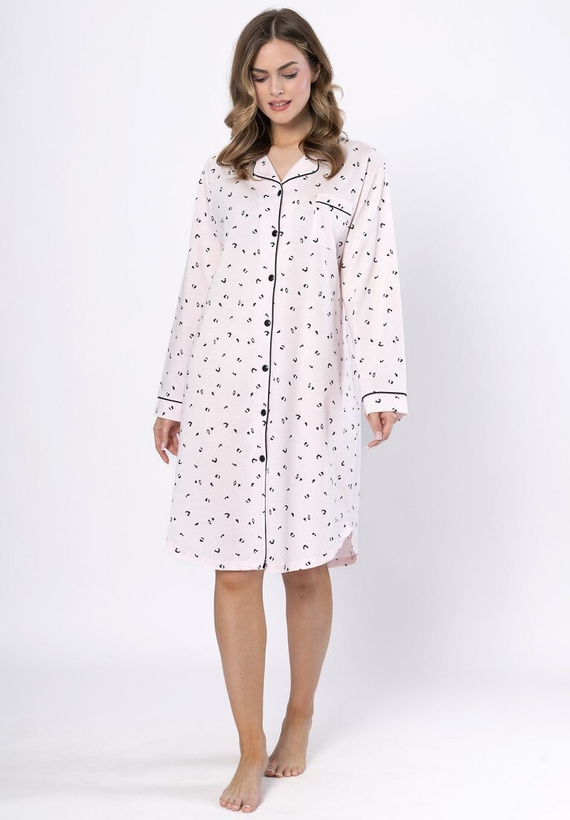 Angela 1619 Laveza – koszula nocna bawełniana z guzikami, długi rękaw