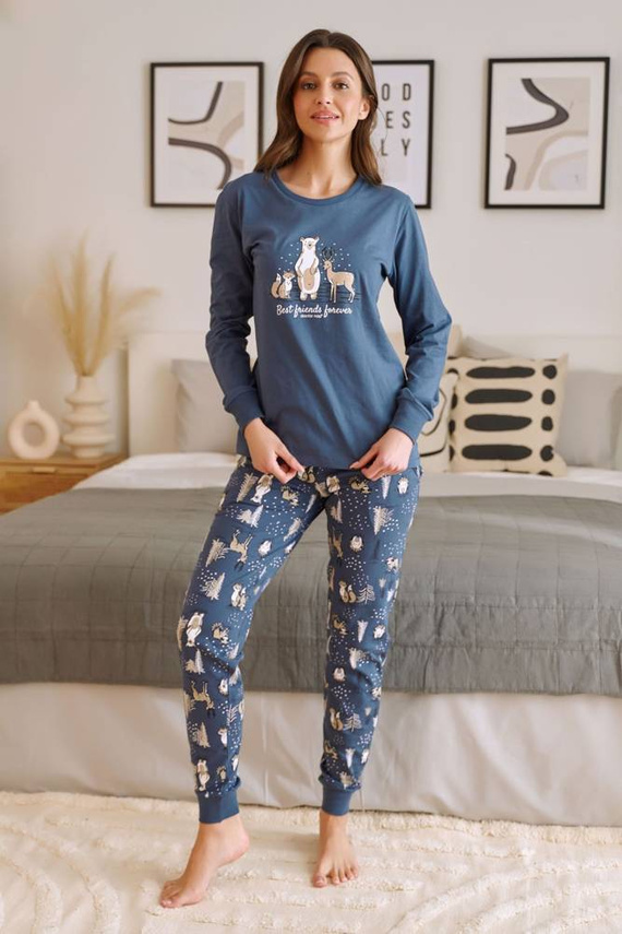 PM.4340 "Animals" Piżama Damska Doctor Nap - deep blue