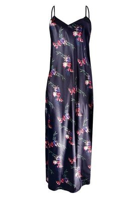 Długa halka satynowa Flowers  DKaren - DK-HI 9 granatowy