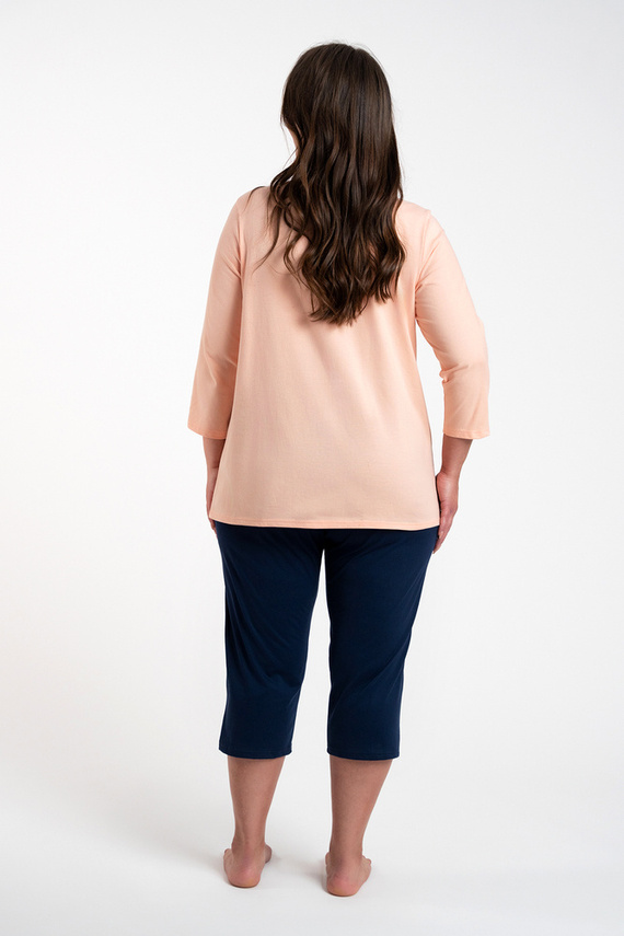 Piżama Damska 3/4 rękaw, 3/4 spodnie Arietta Italian Fashion - łosoś