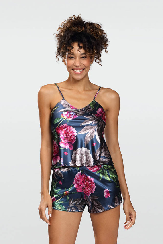Komplet piżama damska Flowers DKaren -DK-KK 1 granatowy