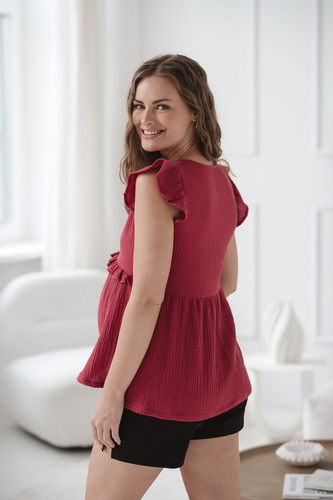Bluzka ciążowa i do karmienia Milky Butterfly z bawełny Milk&Love malinowy