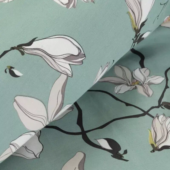 Pościel satynowa Spring 04 Kwiaty Eurofirany miętowy